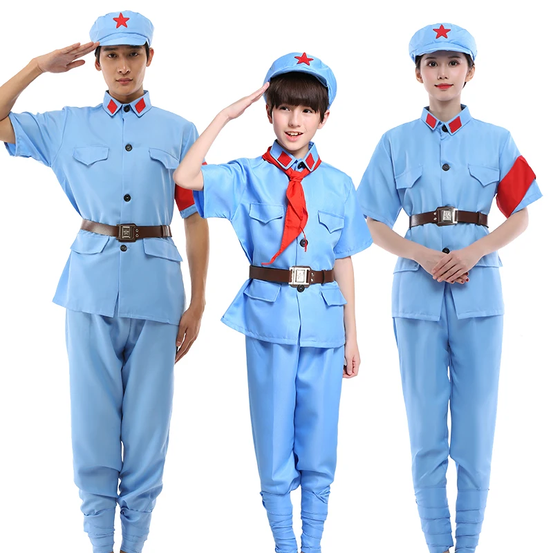 Uniformes militares femininos a oitava rota uniforme do exército guardas vermelhas roupas novo quarto terno do exército coro dança traje cosplay