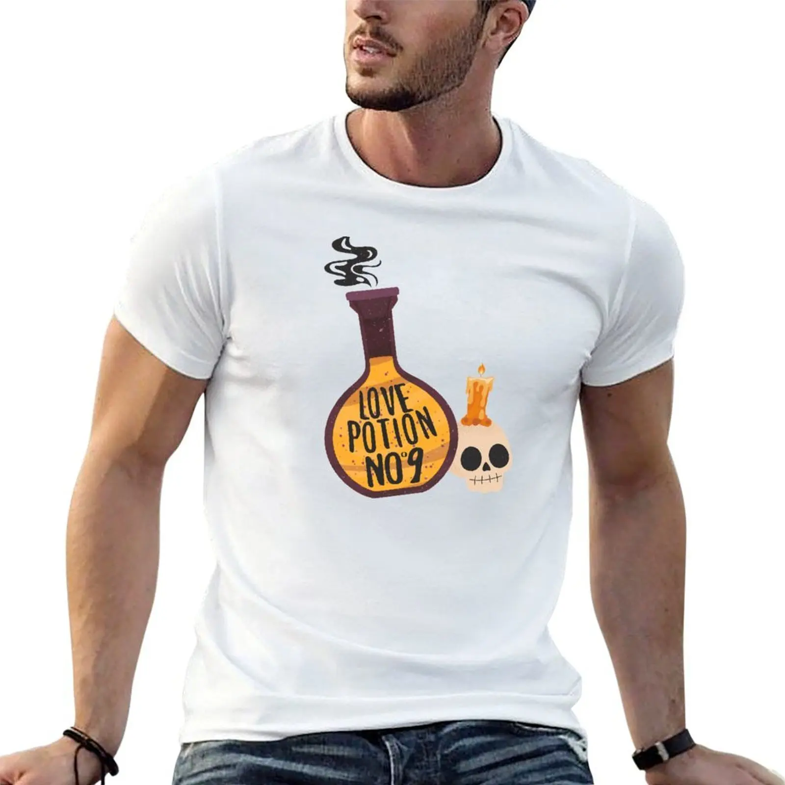 Camiseta Vibes Halloween Love Potion No 9, camisetas gráficas para hombre, camiseta de algodón para hombre, camiseta de algodón pesado