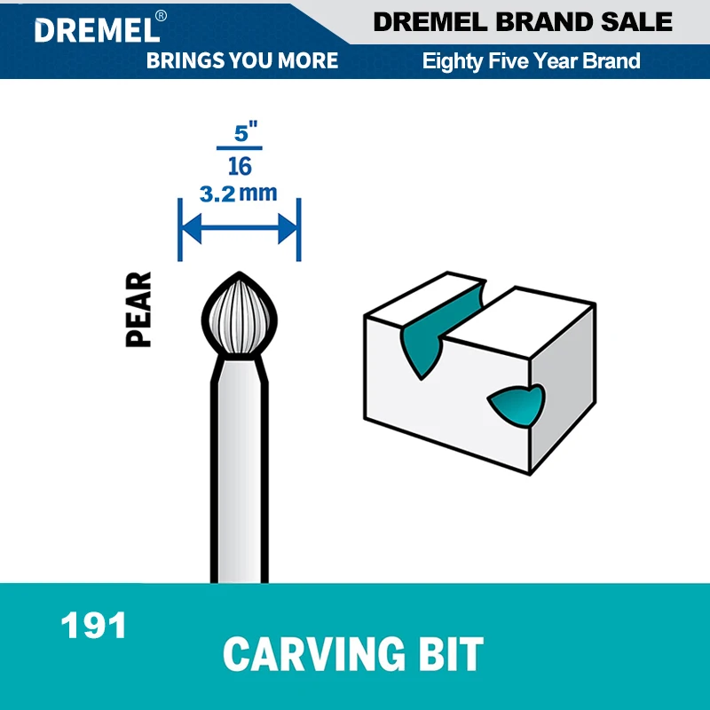 Dremel Original 191 Carving Cutting Bit Rotary Tool Accessories Ball-Shaped Engraving Cutter for Wood Plastic and Soft Metals