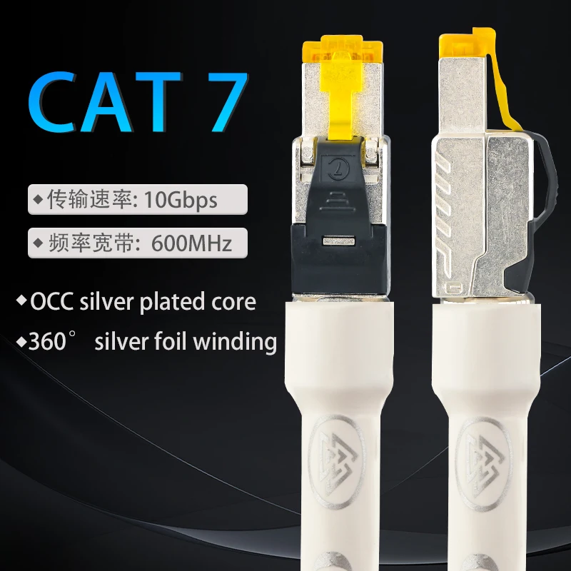 hifi Network Ethernet Cable Cat8 Speed Lan RJ45 Silver Plated Full Shield CAT7 Line for Laptop PS4 Router