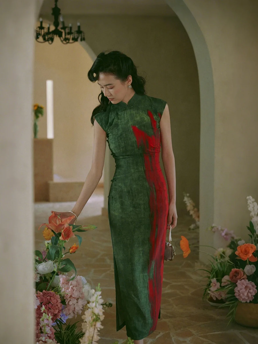 

Весенне-летняя длинная рубашка в стиле ретро с пуговицами, из хлопка и шелка, с цветочным принтом, для повседневной носки, традиционная китайская.