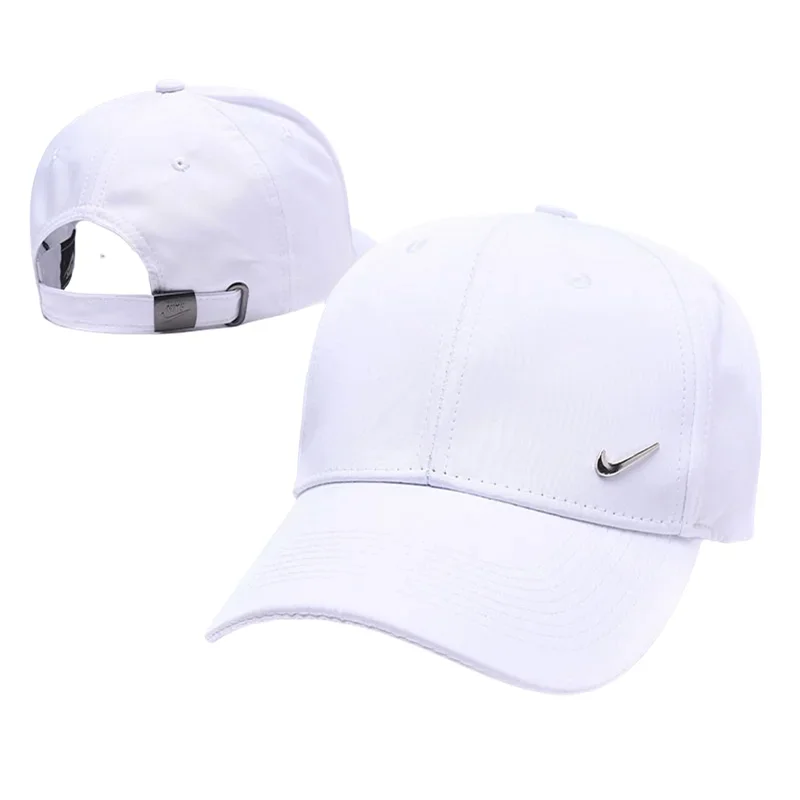 

Nike Men's and Women's Golf Caps, Logo Details, Solid Color Design, Couple Style, Trendy, Adjustable Baseball Hats, White