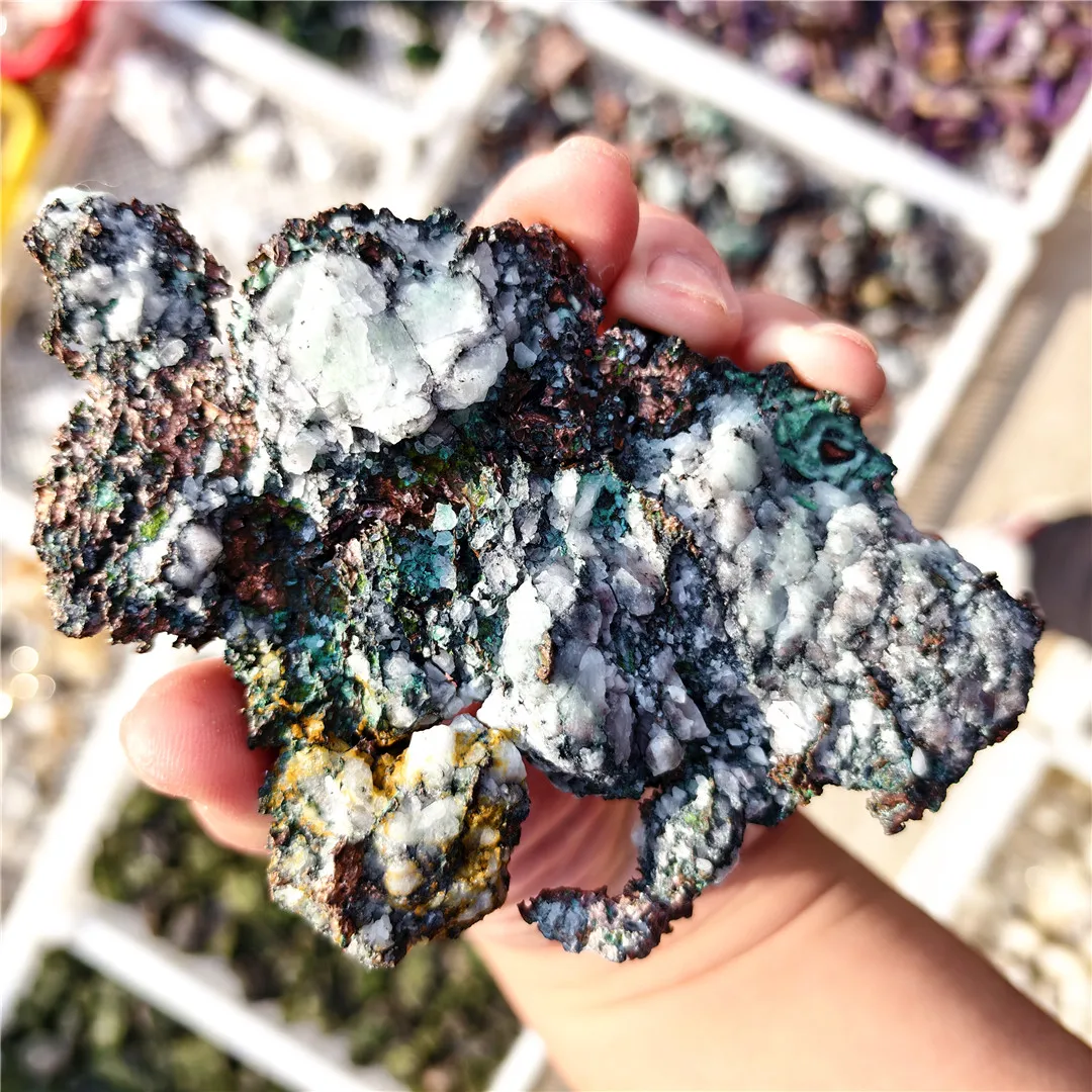 100% Rare Natural Rose Golden Native Copper And Malachite Paragenic Ore Specimens Rough Raw Pyrite Stones Collectible Rock 2025