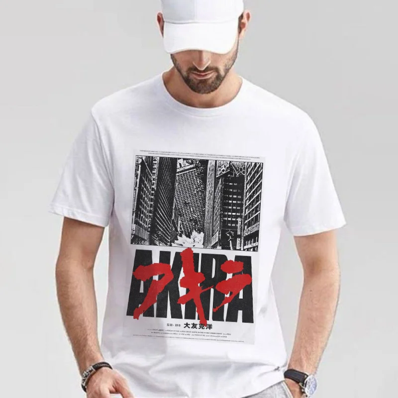 

0310 Vintage Akira Anime T Shirt Cyberpunk Manga City explosion Graphic clothes cyber mecha Neo-Tokyo Streetwear All size tops