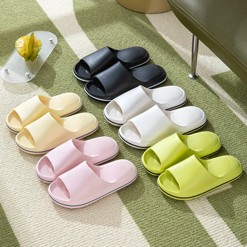 summer EvA slipper solid Color couple Beach slippers 2024 solid color Flat sandals Non-slip Bathroom slippers