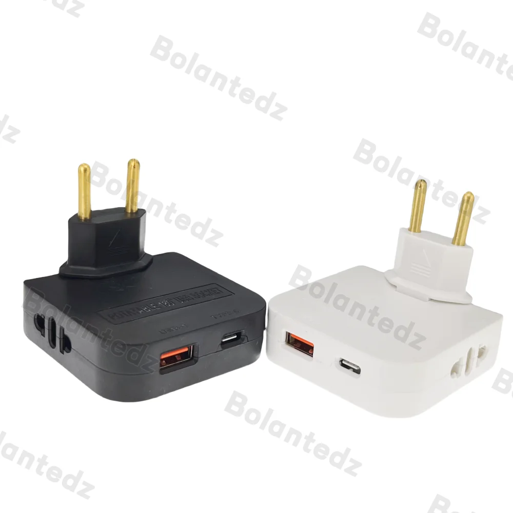 EU-Verlängerungsladegeräte-Adapter, 4-in-1 drehbarer Steckdosenkonverter, 180 Grad, für Handy-Ladebuchse mit USB und Typ C