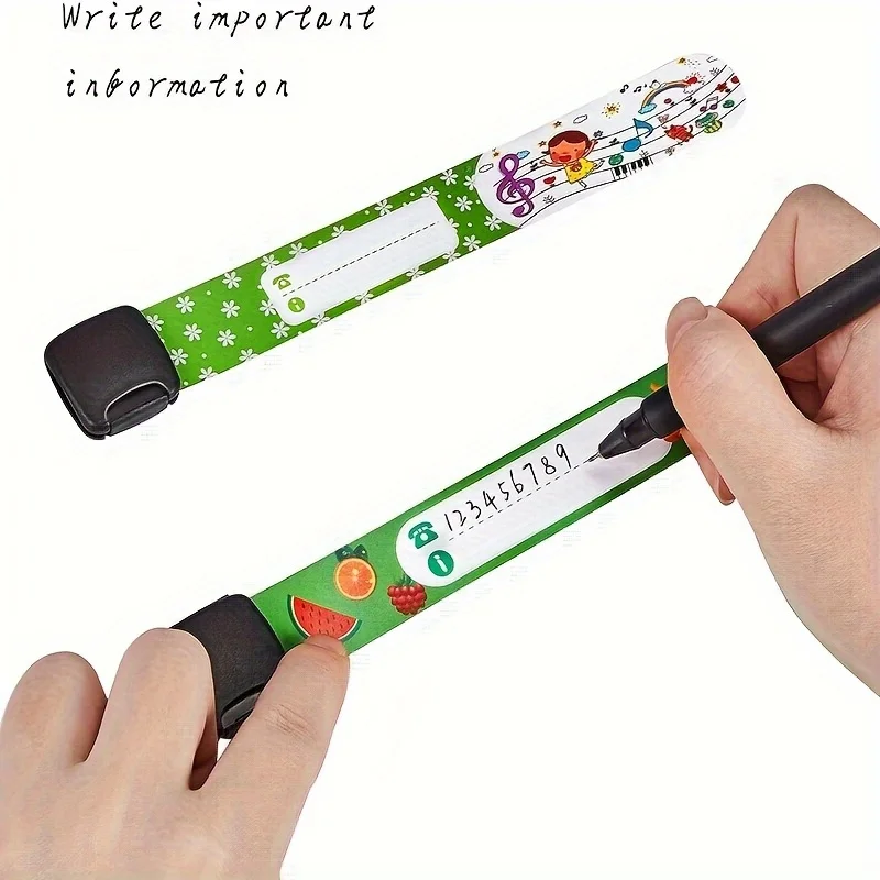 10 قطع من أساور المعصم المدرسية القابلة لإعادة الاستخدام - أساور تحمل علامة الاسم قابلة للتعديل للأطفال والأنشطة الفصول الدراسية والرحلات الميدانية وأحداث التعلم