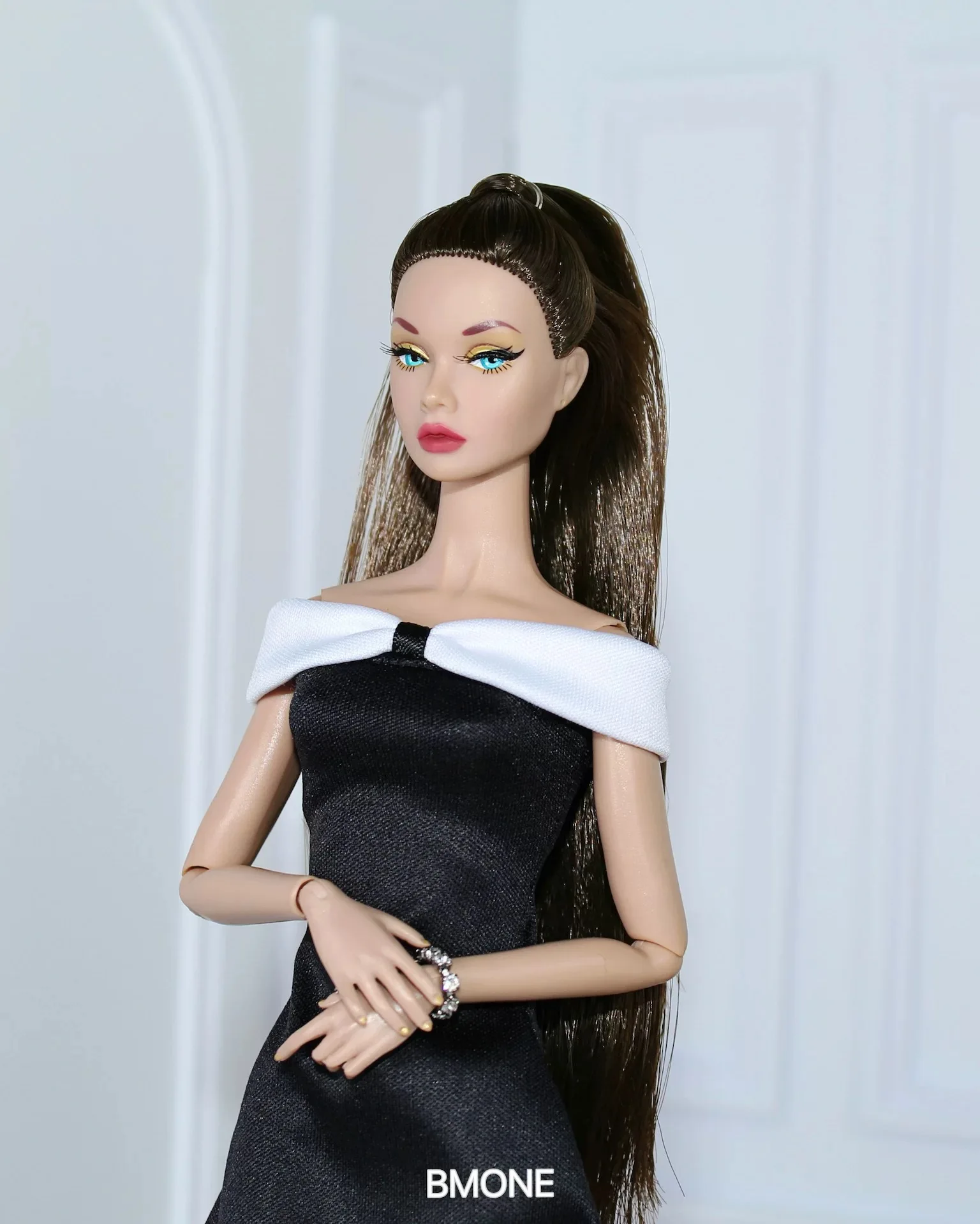 

30 см BJD FR Супермодель Кукольная Одежда Элегантное Нежное Черное Платье На Одно Плечо Для Куклы 1/6 Синьи Одежда Для Вечерней DIY Dress Up