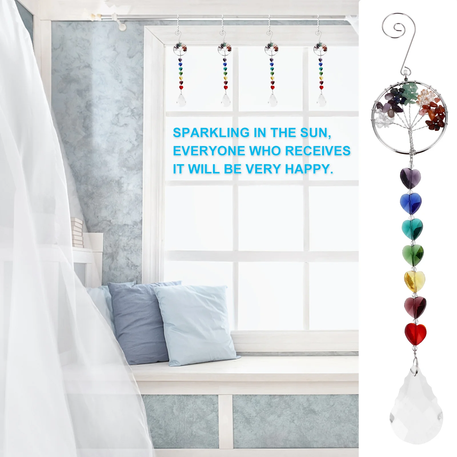 

Heart Crystal Prisms Ball Pendant Durable Hanging Decoration Home Window Curtain Suncatcher Crystal Ball Prisms