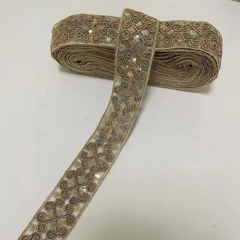 Sequined Embroidery Ribbons, Lace Applique, Sewing Apparel, Trims Accessories, 1 Yards