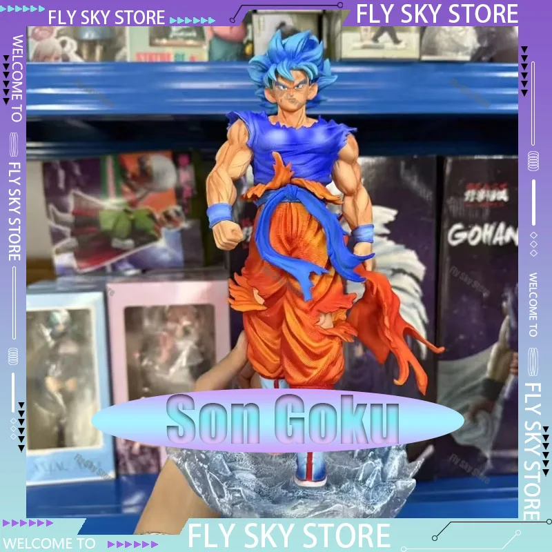 

33cm Dragon Ball Z Super Saiyan Blue Son Goku Figure LED Illuminated Base Statue JT Model Anime Figurine Collectible Toy Gift