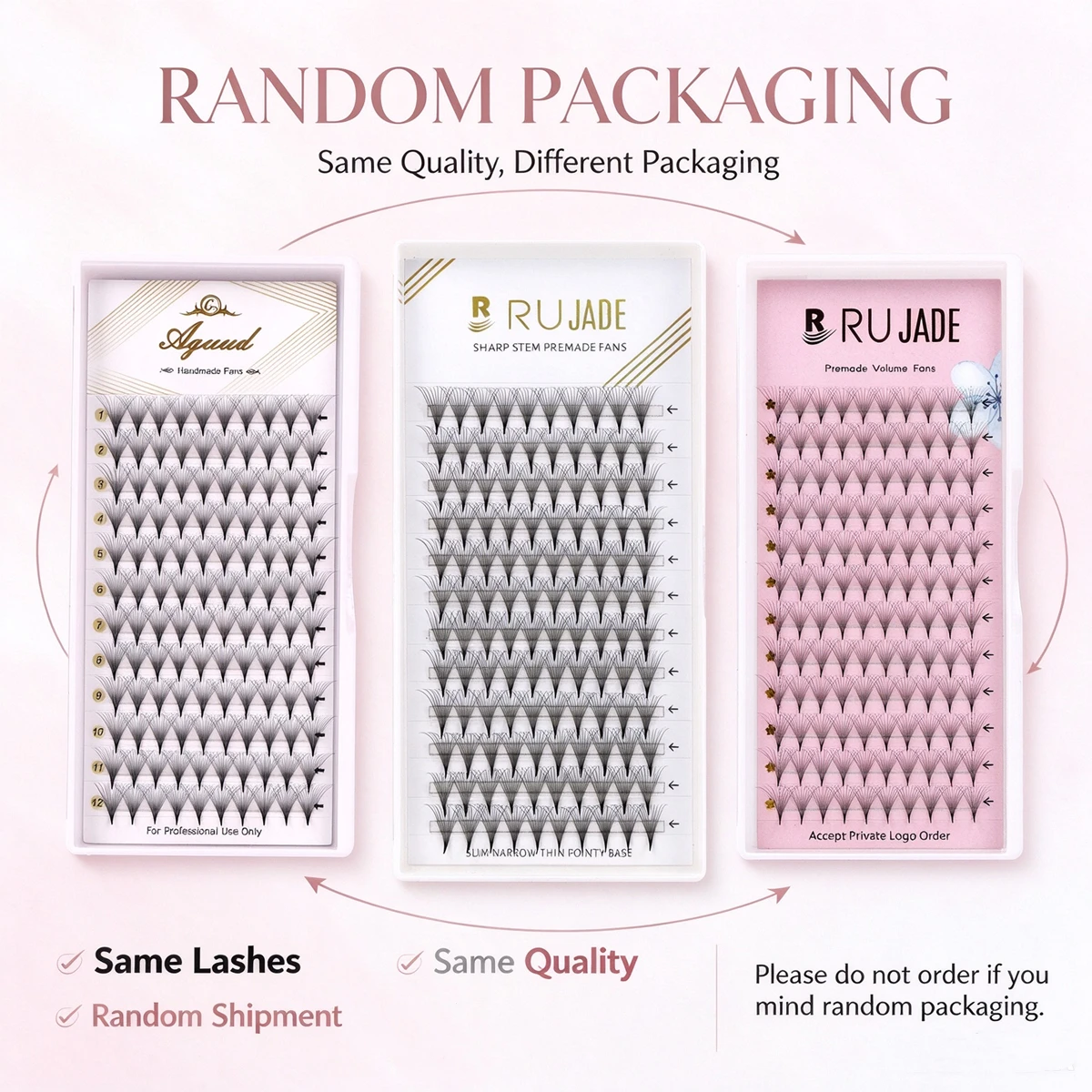 RUJADE Pointy Narrow Base Premade Fans Lash 3D/5D/6D/8D/10D/12D Russian Volume Eyelash Extensions Faux Mink Cashmere Lashes Fans