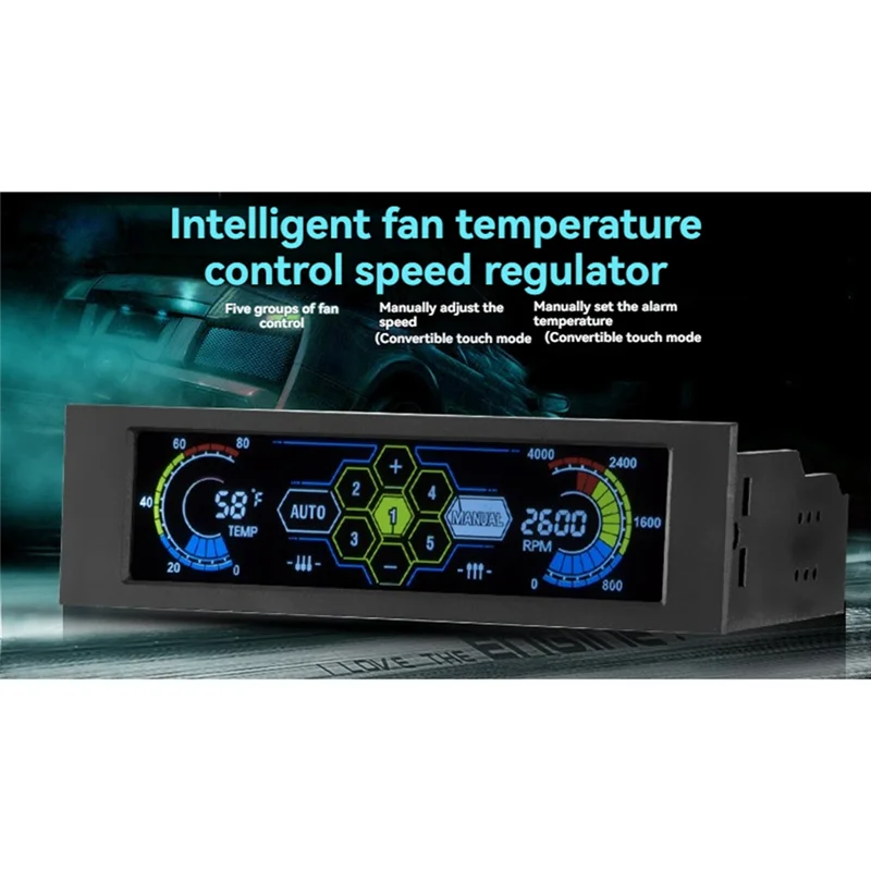 شاشة LCD بارعة تعمل باللمس 5.25 بوصة 5 طرق وحدة تحكم في سرعة المروحة مراقبة درجة الحرارة اللوحة الأمامية نظام تبريد الكمبيوتر