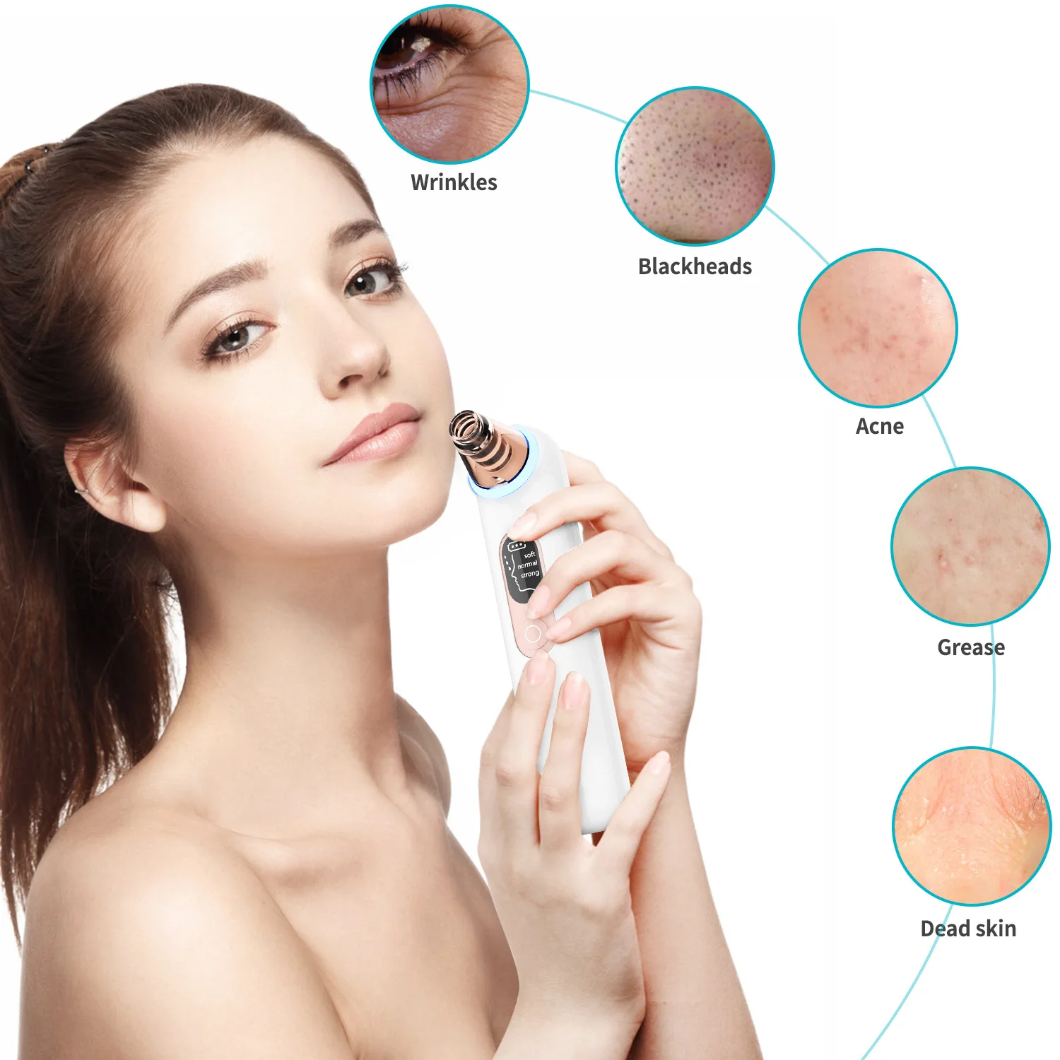 Electric Blackhead Remover Vacuum with Microbubble & Blue Light Therapy, Professional Pore Cleanser for Deep Facial Cleaning