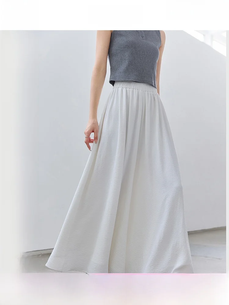 

Fashionable Casual White High Waist Wide Leg Pants Women's Spring New Elastic Waist Loose Drapey Skirt Style Casual Trousers
