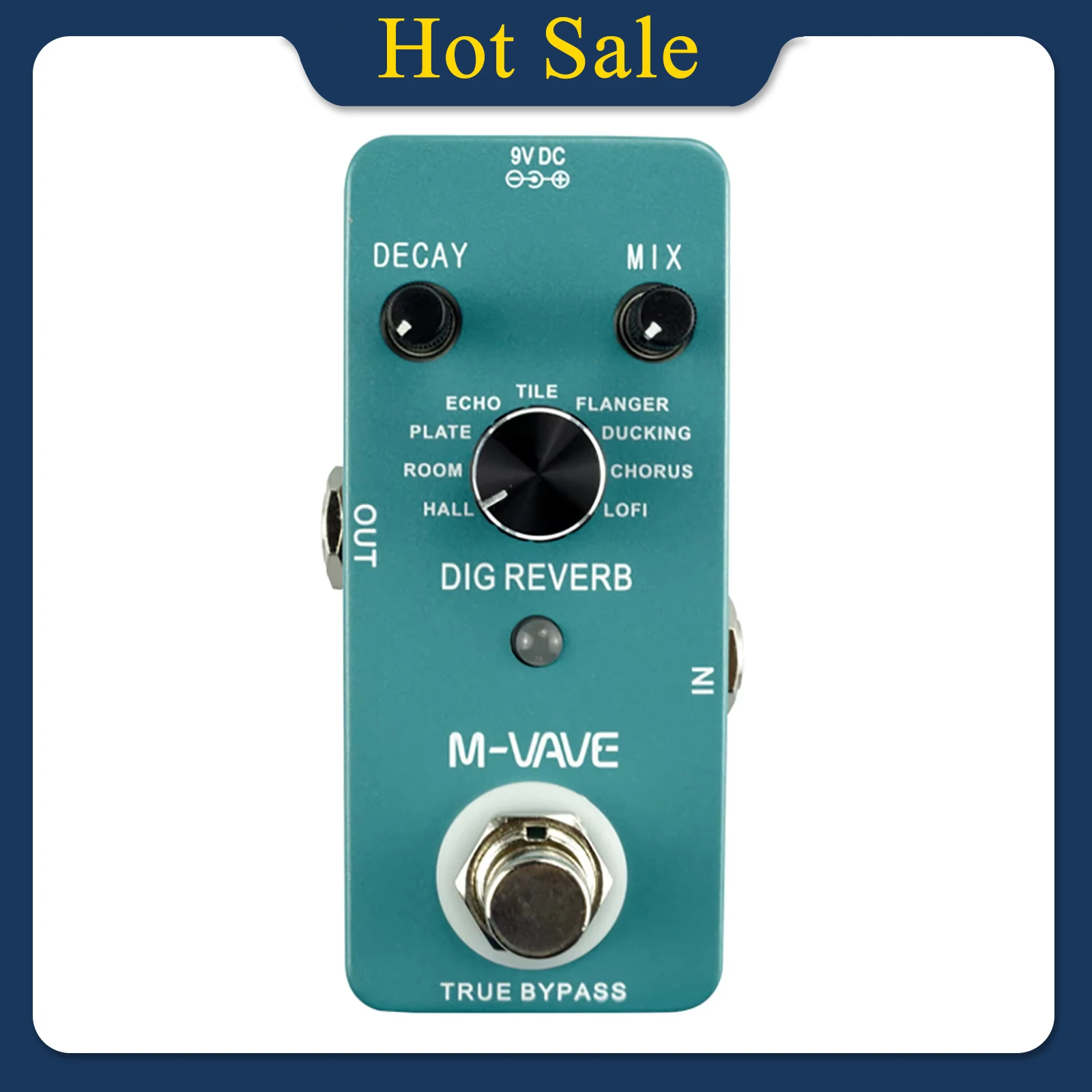 M-VAVE DIG REVERB Electric Guitar Effect Pedal Digital Reverb Effect 9 Reverb Types Decay & Mix Control True Bypass Pedal