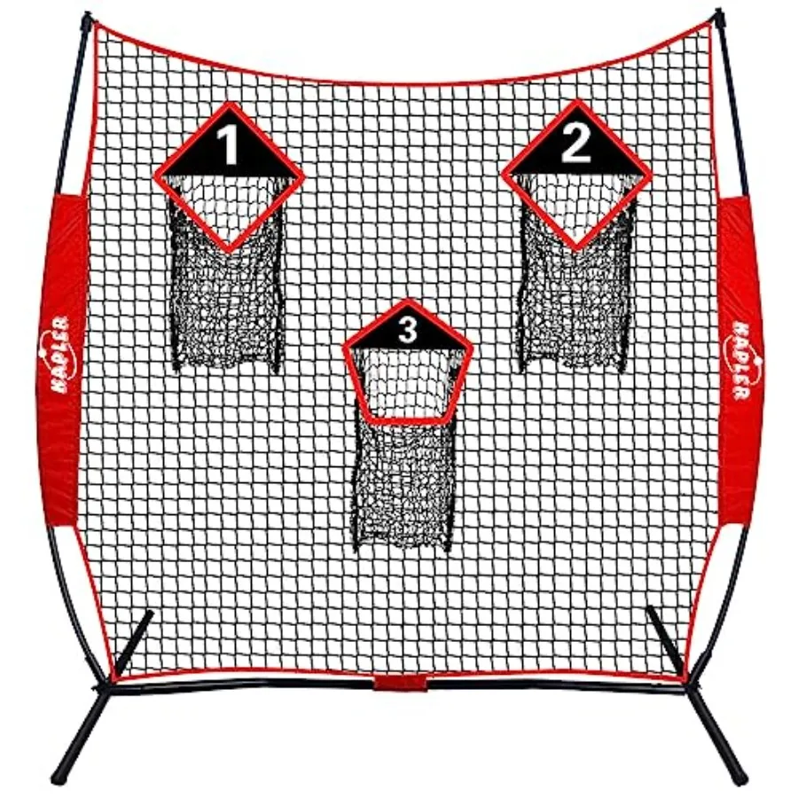 

8x8ft Football Throwing Net - Training Target Practice w/ 3 Pockets and Durable Steel Frame - Quarterback Accuracy Improving fo