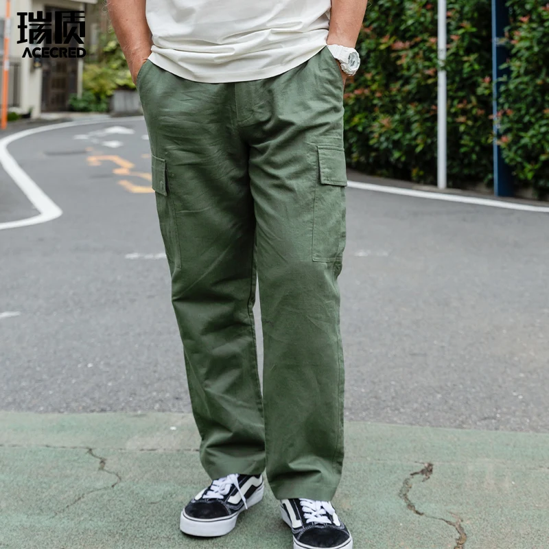 

Spring Faion Linen Cotton Dad Pants Casual Leisure Trousers for Middle-Aged And ly Men Workwear Straight Leg Trousers