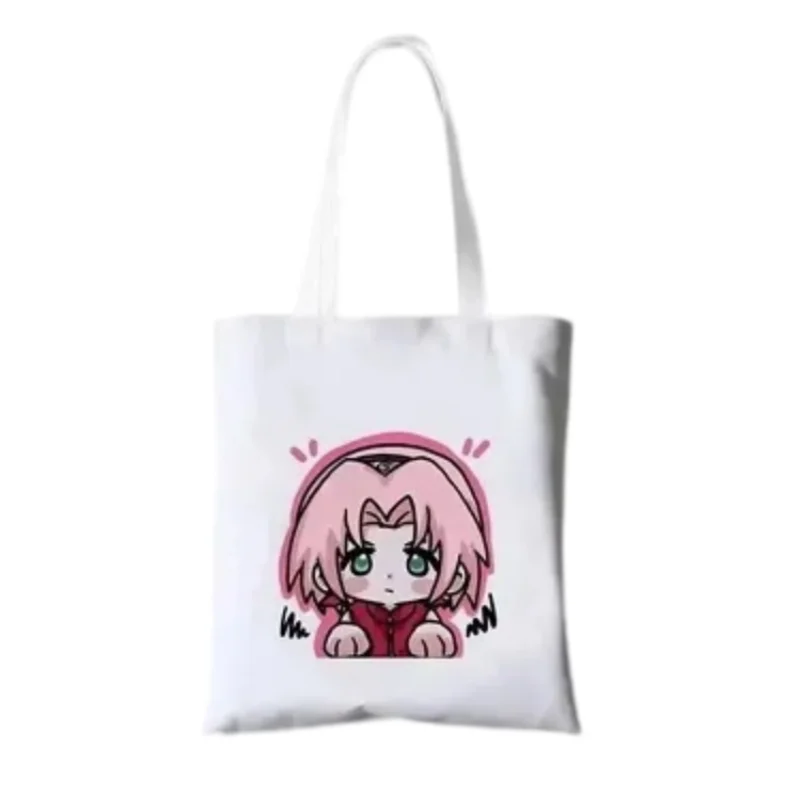 Naruto Canvas-Tasche, Hatake Kakashi und Uchiha Sasuke, Cartoon-Design, modisch, schlicht, große Kapazität, tragbar, ideal für unterwegs, Handtasche für Schüler. – Detail 5