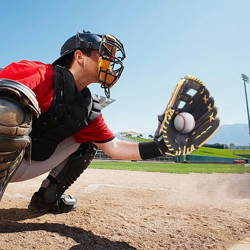Professional Baseball Glove Genuine Leather Softball Mitt Youth Adults Catcher Training Glove Genuine Leather Baseball Mitts