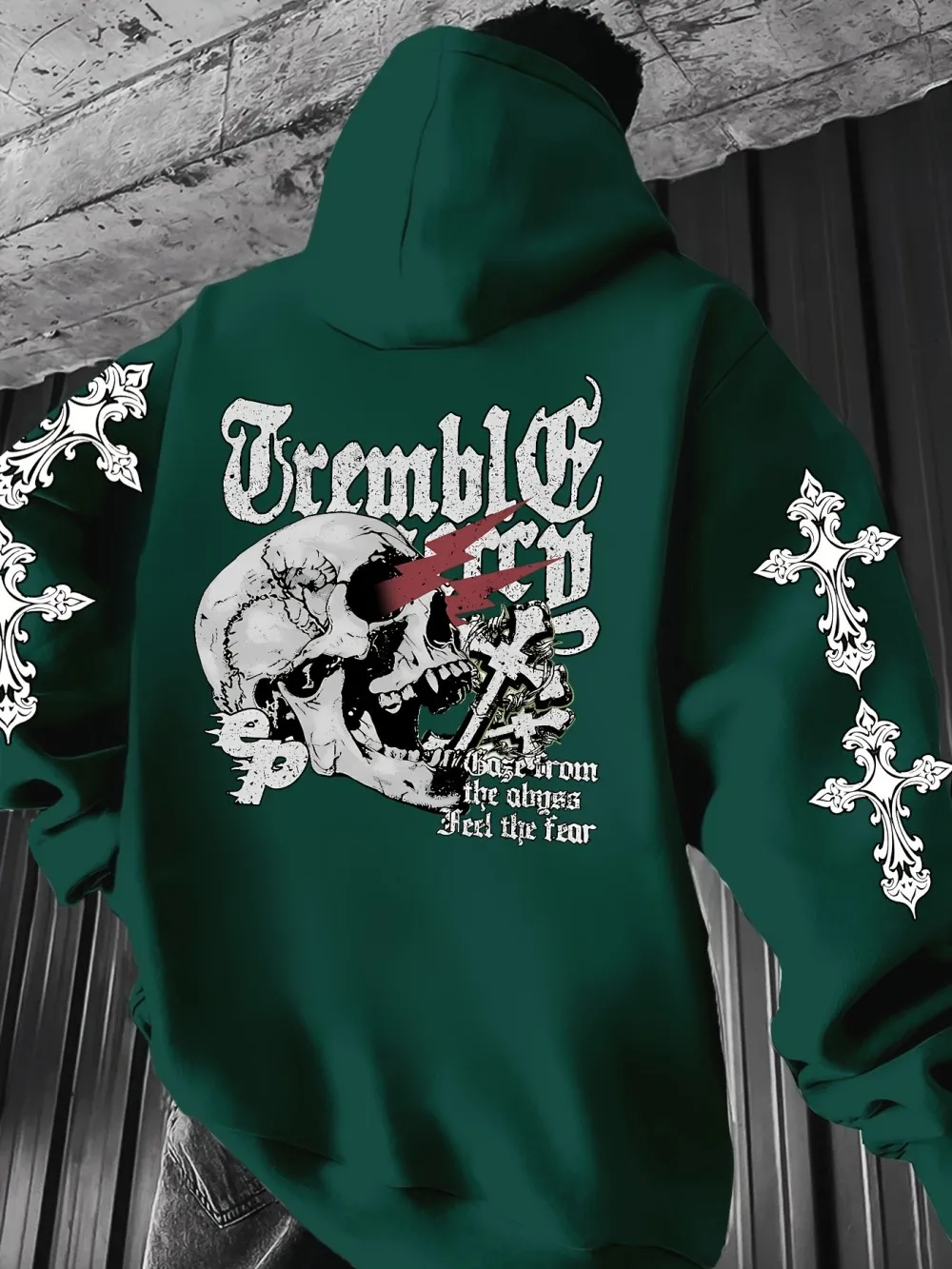 Trendy Neue männer Herbst Schädel Gothic Brief Gedruckt Atmungsaktivem Hoodie Outdoor Street Style Kleidung