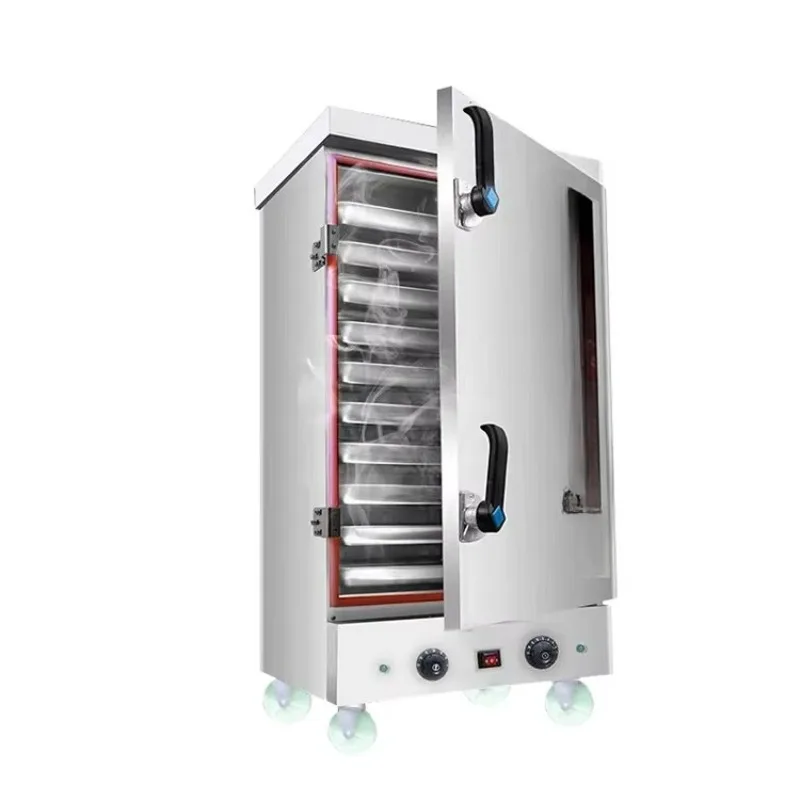 

Automatic 8 10 12 24 Tray Steamer Round Noodle Food Gas Electric Momo Bun Dumpling Rice Steaming Machine