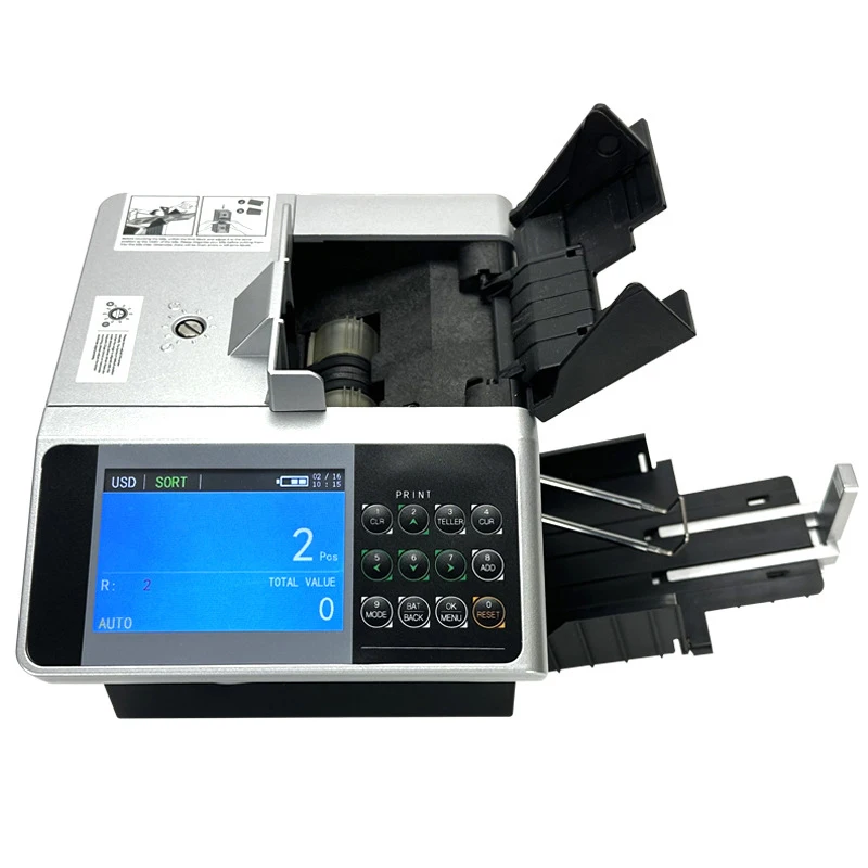 XD-6100 USD EUR THB Portable Money Counter Rechargeable Cash Mixed Currency Mini Detector Printable Bill Counting Machine