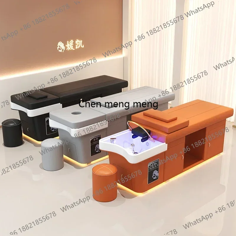 D80 Electric Massage Shampoo Chairs Water Cycle Fumigation Smart LED Lighting Hair Salon Shampoo Chairs Salon Furniture Silla