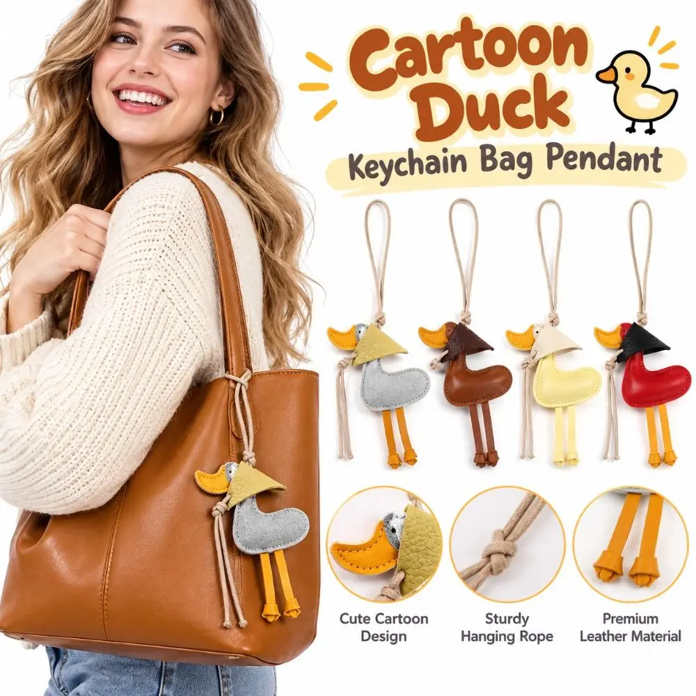 New PU Leather Duck Keychain Scarf Duck Shape Cute Style Bag Pendant Colorful Hanging Rope Car Keyring Gift for Couples