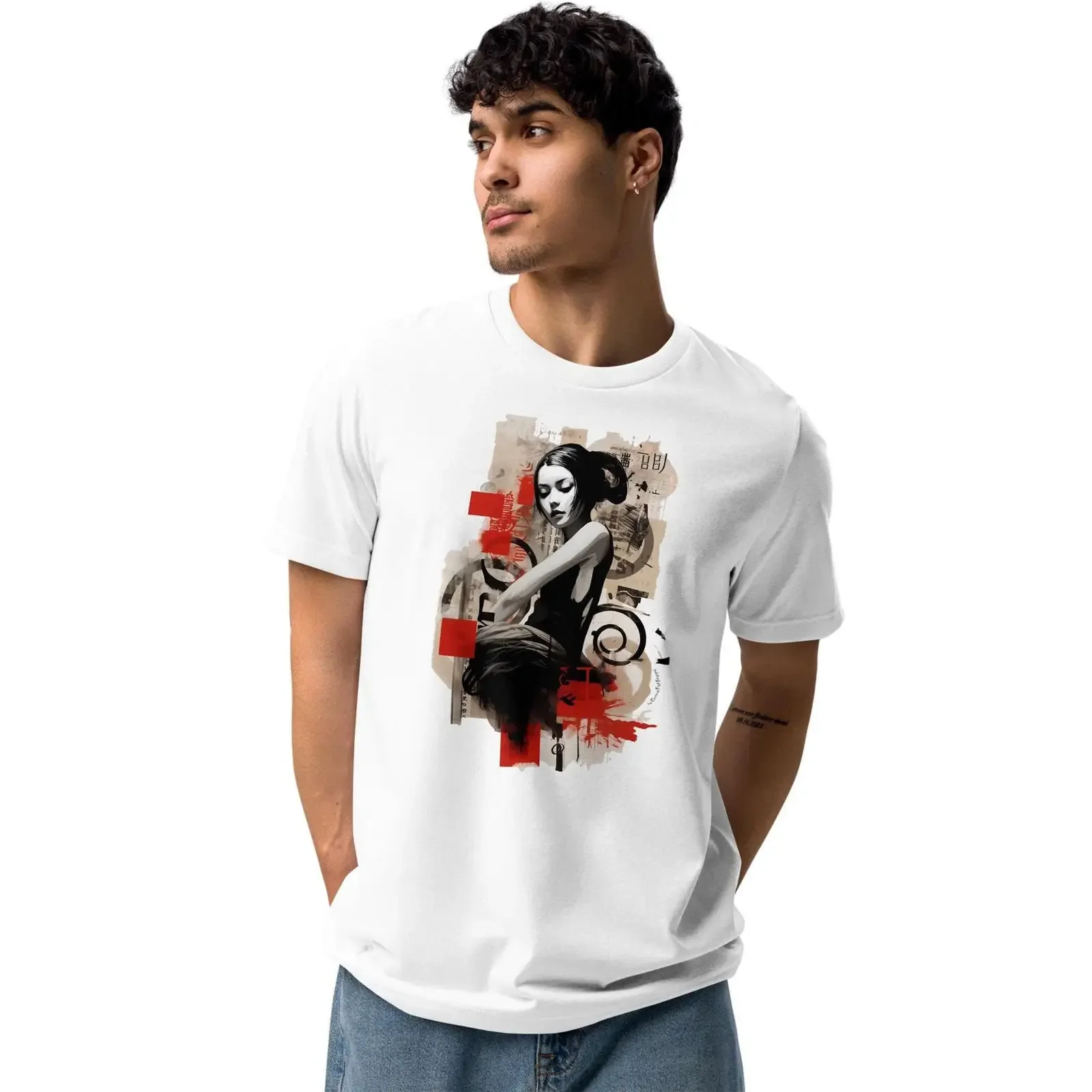 Japanese Art Collage ECO T Shirt is my Life Geisha Asian Inspired Design Tokyo Vibes Fashion vintage Washed Casual homme