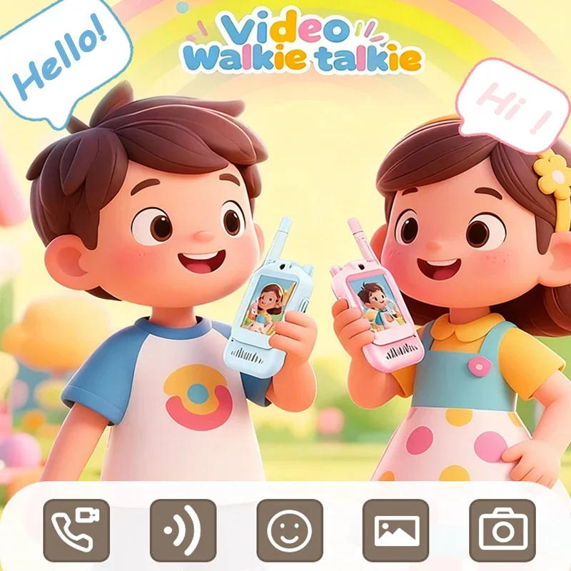 2 Stück Video-Walkie-Talkies für Kinder, wiederaufladbares Kleinkindspielzeug für Indoor-Camping, Reisen, Geburtstagsgeschenke für Kinder im Alter von 3–12 Jahren