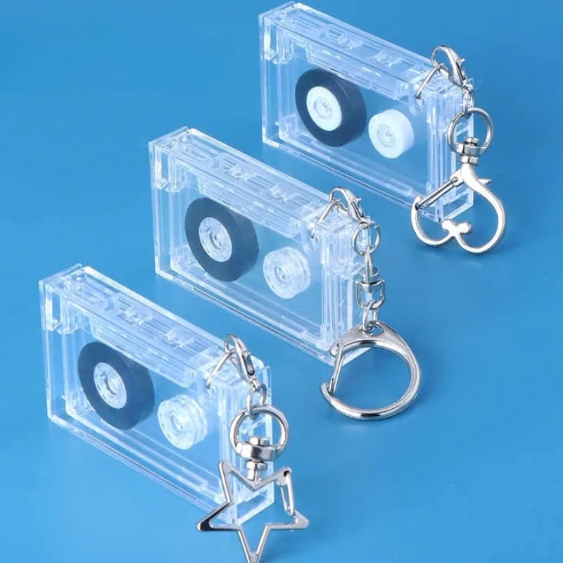 1/2pcs Retro Mini Cassette Box NFC Induction Card Box Keychain Music Pendant DIY Jewelry Cassette Small Pendant