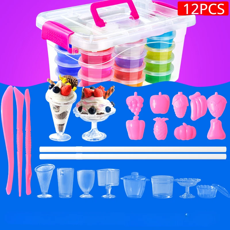 Crystal Slime Funny Squishy Stress Reliever Toys Transparent Plasticine Decompression Diy Handmade Toys Set Sensory Cool  Gifts