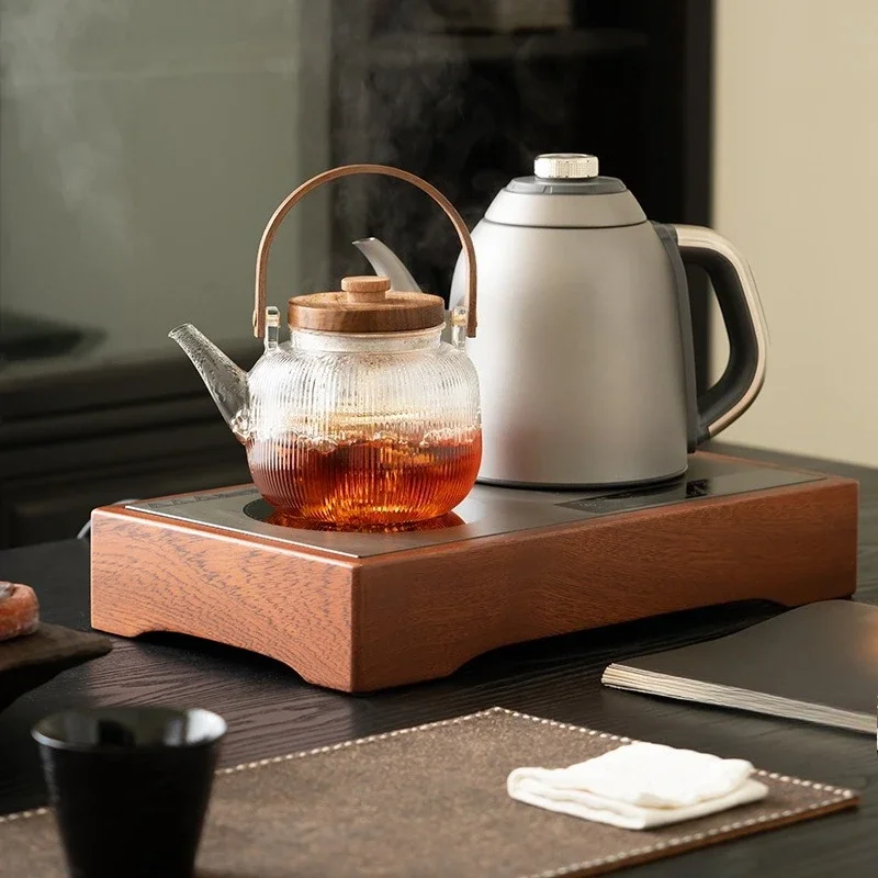 Automatic water boiling teapot, tea tray integrated embedded electric ceramic stove