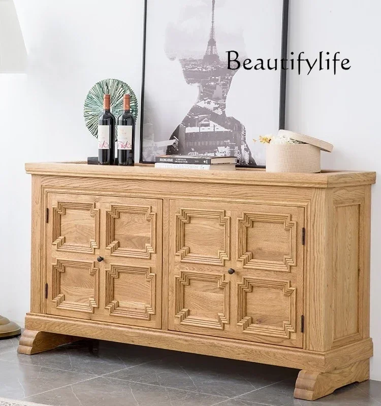 

mobili per il soggiorno American country old solid wood dining side cabinet three-door log storage cabinetpara casa e decoração