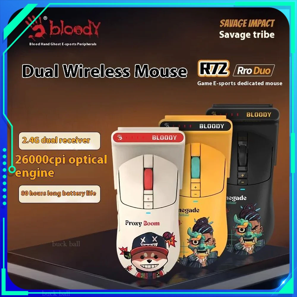 

Bloody R72 Pro Wireless Mouse Dual Mode Lightweight Paw3395 Ergonomics Esports Mouse Gamer Mice Accessory for Computer Game Gift