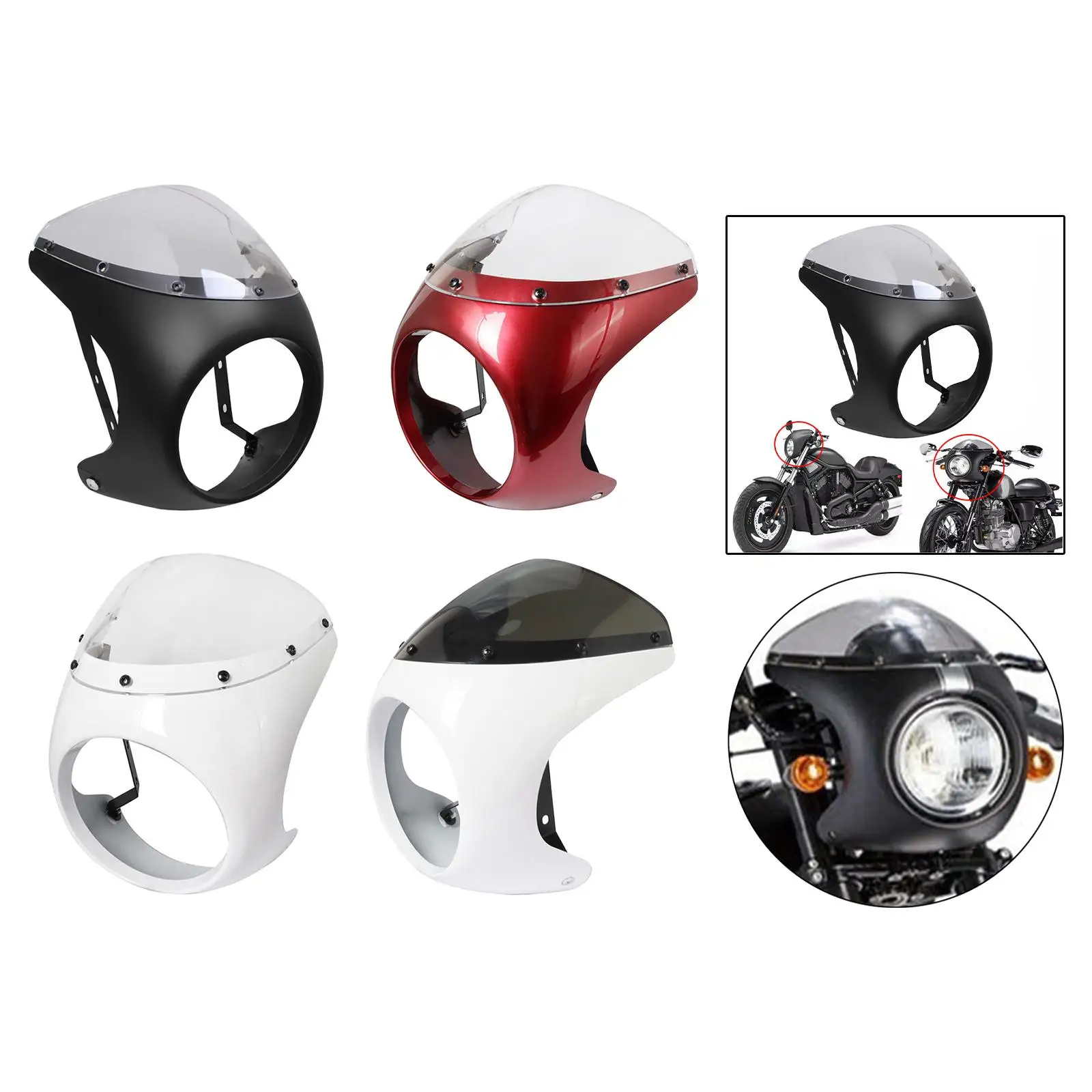 Headlight Fairing Screen Decoration Lamp Universal Accessories Spare Parts Motorcycle Windshield for Motorbike Cafe Racer