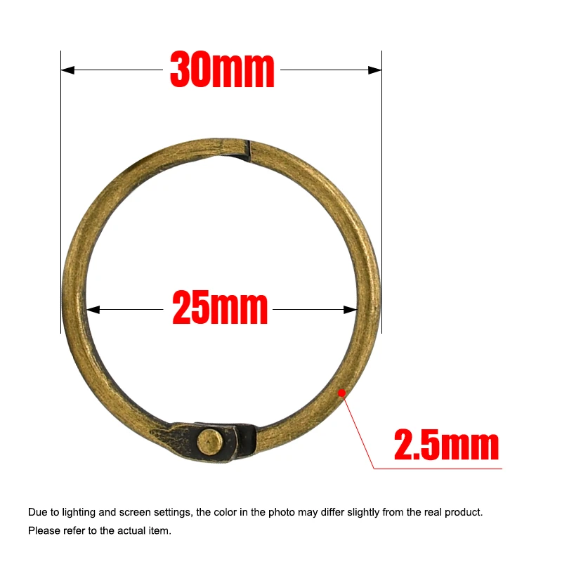 10Pcs Vintage Brass 25mm Binder Rings Loose Leaf Book Rings for Planner & Scrapbook