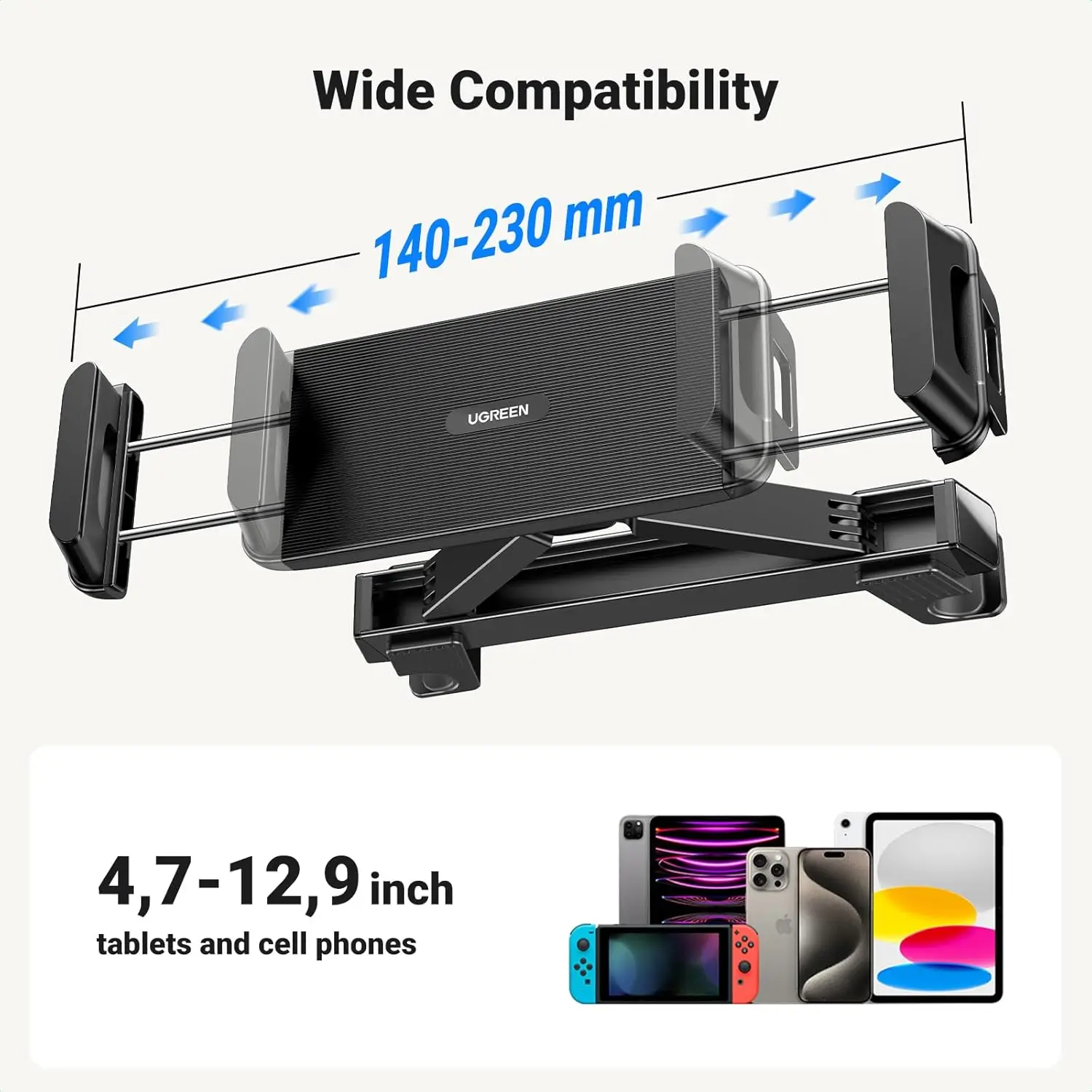 UGREEN Tablet Holder Car Headrest Tablet Holder Children's Headrest Mount 360 Degree