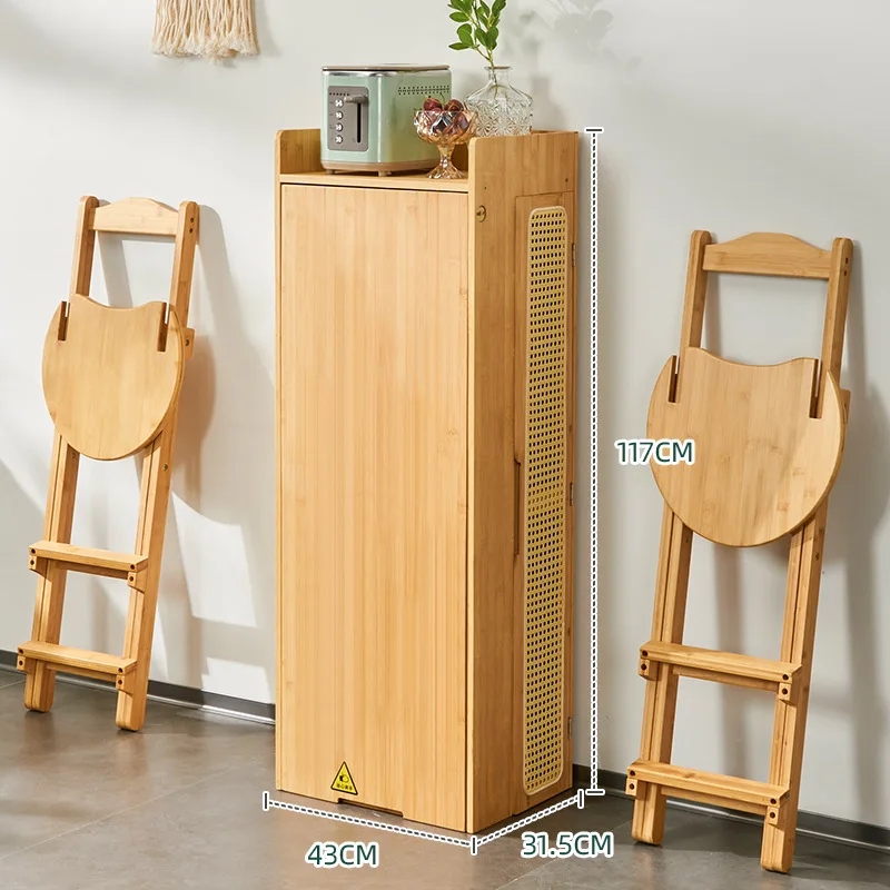 For  Japanese-style Solid Wood Folding Bar Table Rattan Dining Side Cabinet Integrated Household Partition Multi-functio