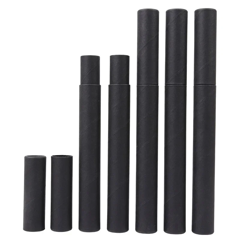 50pcs-kraft-tube-box-with-cover-lid-black-brown-craft-long-paper-cardboard-letter-pencil-poster-storage