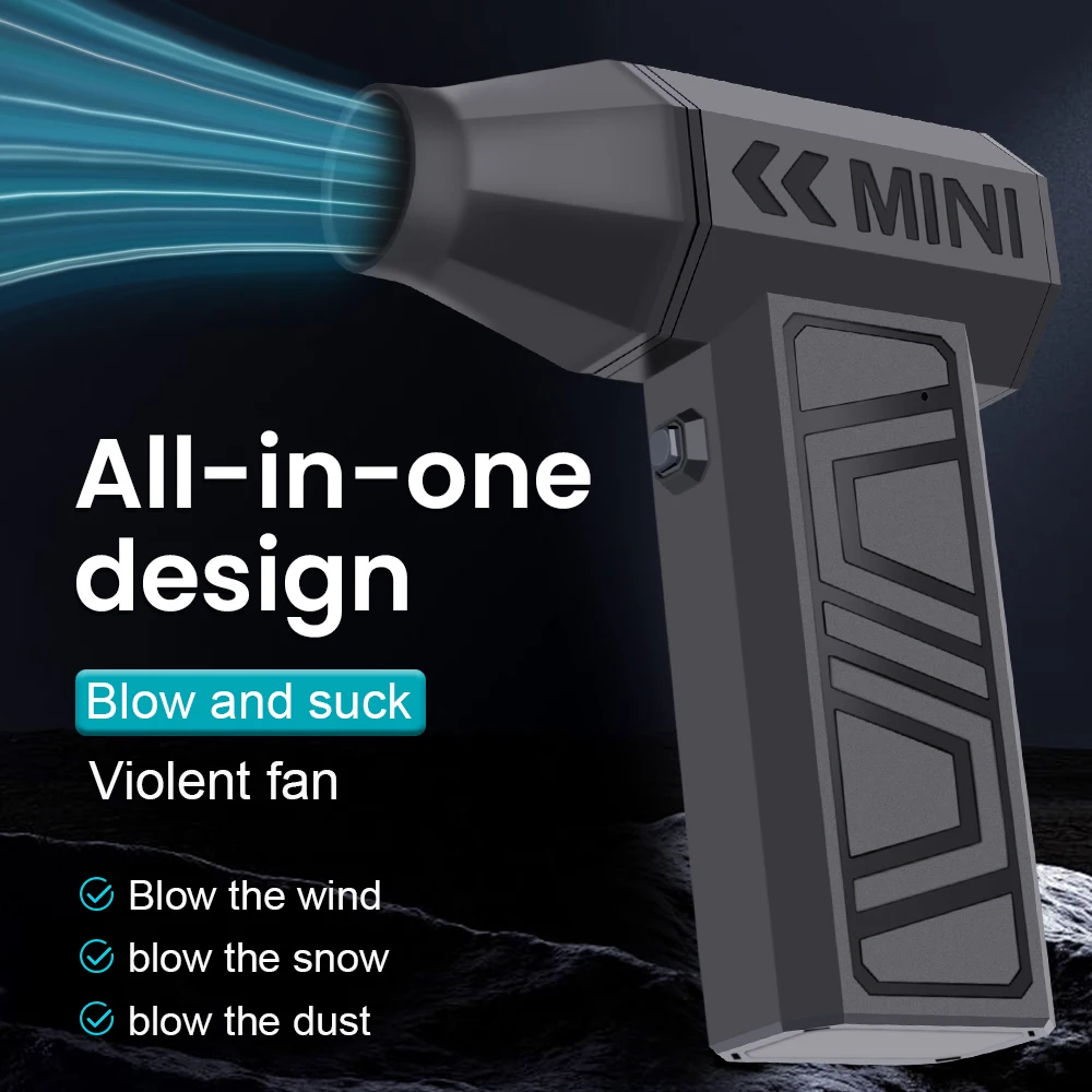 

Электрическая воздушная тряпка с зарядкой Type-C, турбореактивный вентилятор, 4-ступенчатая регулируемая очищающая воздуходувка, инструмент для выдувания снега автомобиля