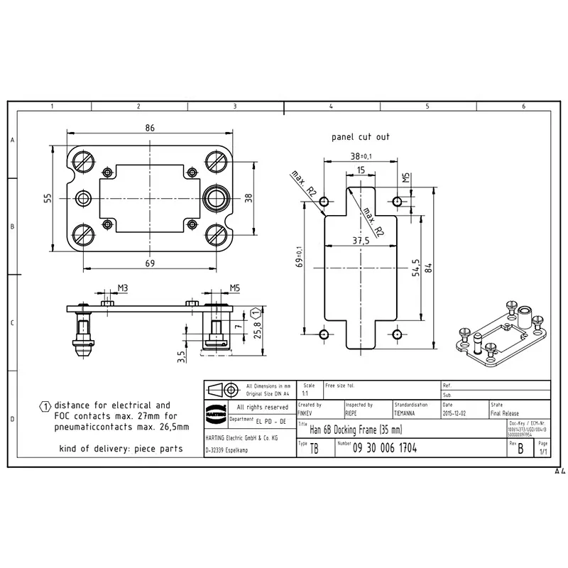 09300061704 HARTING Han 6B Docking Frame