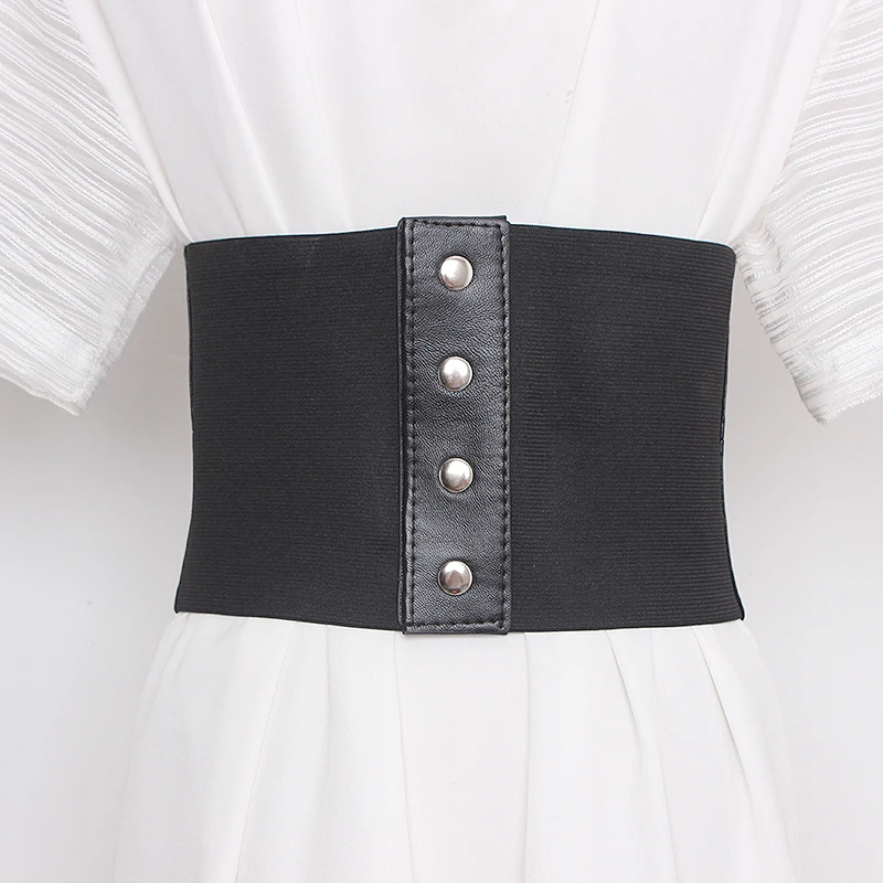 Plus Size Elastic Soft Pu Leather Corset Belt Female Waist Sweater Belts For Women Stretch Dress Cummerbunds Wide Big Waistband