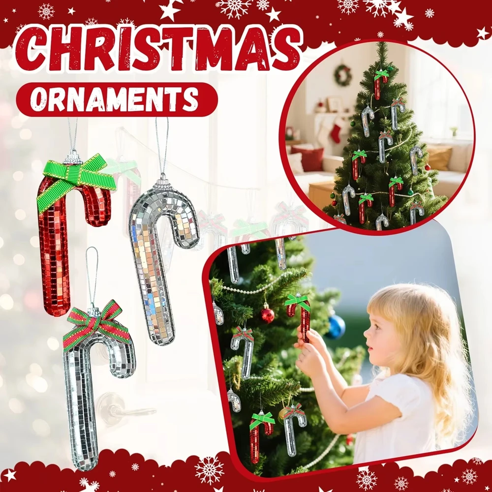

Christmas Candy Cane Disco Ball Small Walking Stick Christmas Tree Decoration Pendant Home Decoration Photography Props Gifts