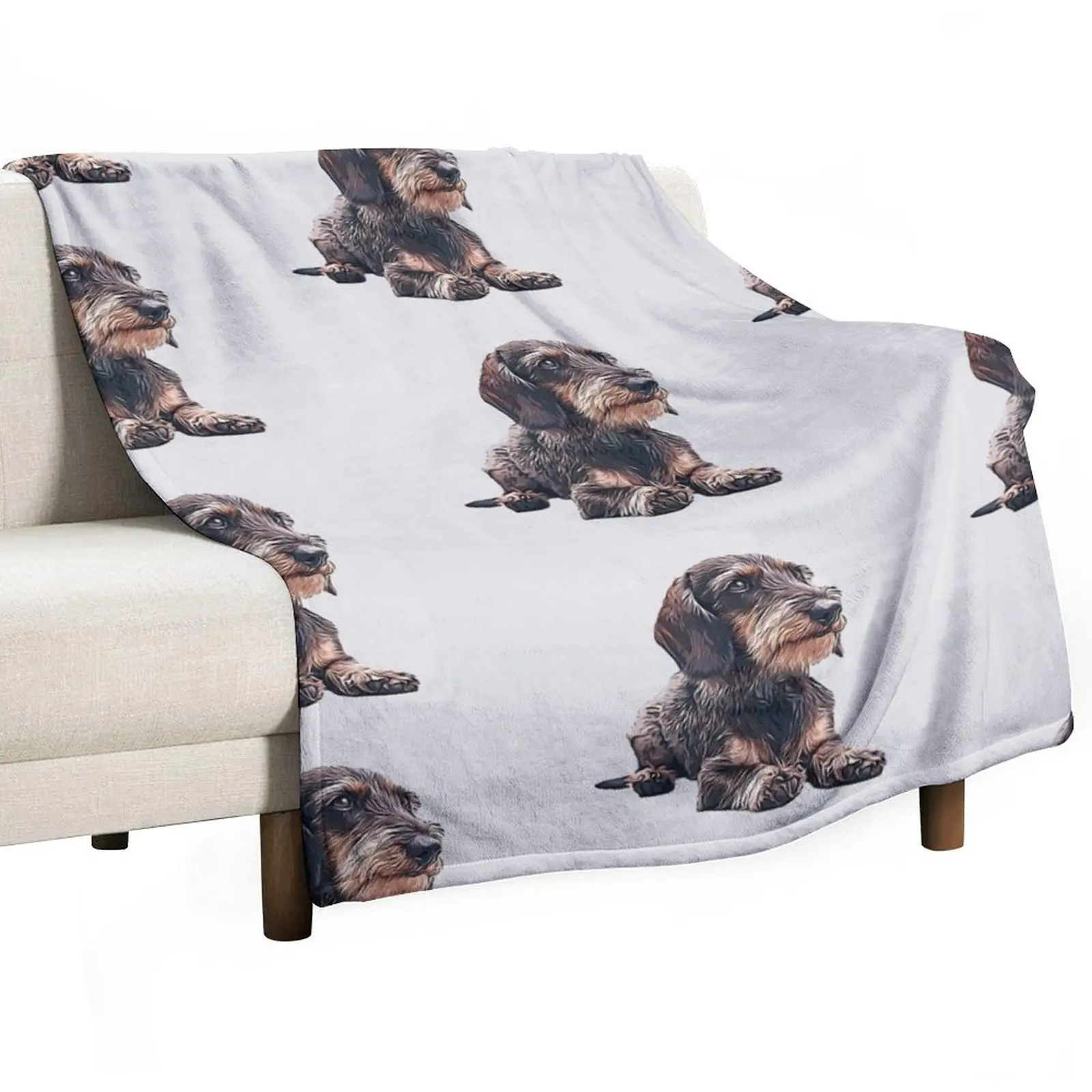 Dachshund Wire Haired Throw Blanket Personalized Gift Kid'S Luxury St valentine gift ideas Picnic Sofa Quilt Blankets