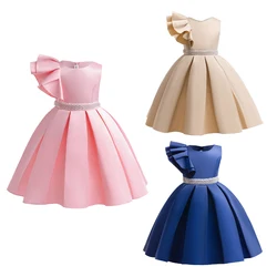 3 4 5 6 8 10 Years One Shoulder Girls Dress New Fashion Summer Little Princess Baby Dress Piano Performance Gowns Kids Clothes