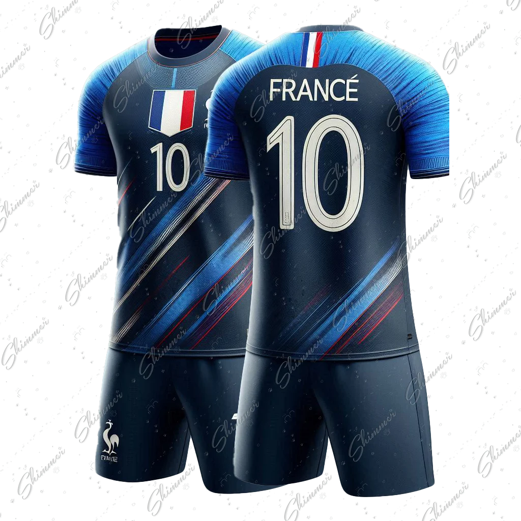 2024 Short Sleeves France Style Pop Kids Youth Training And Competition Tops Football Clothes Soccer Jersey Clothing Uniform