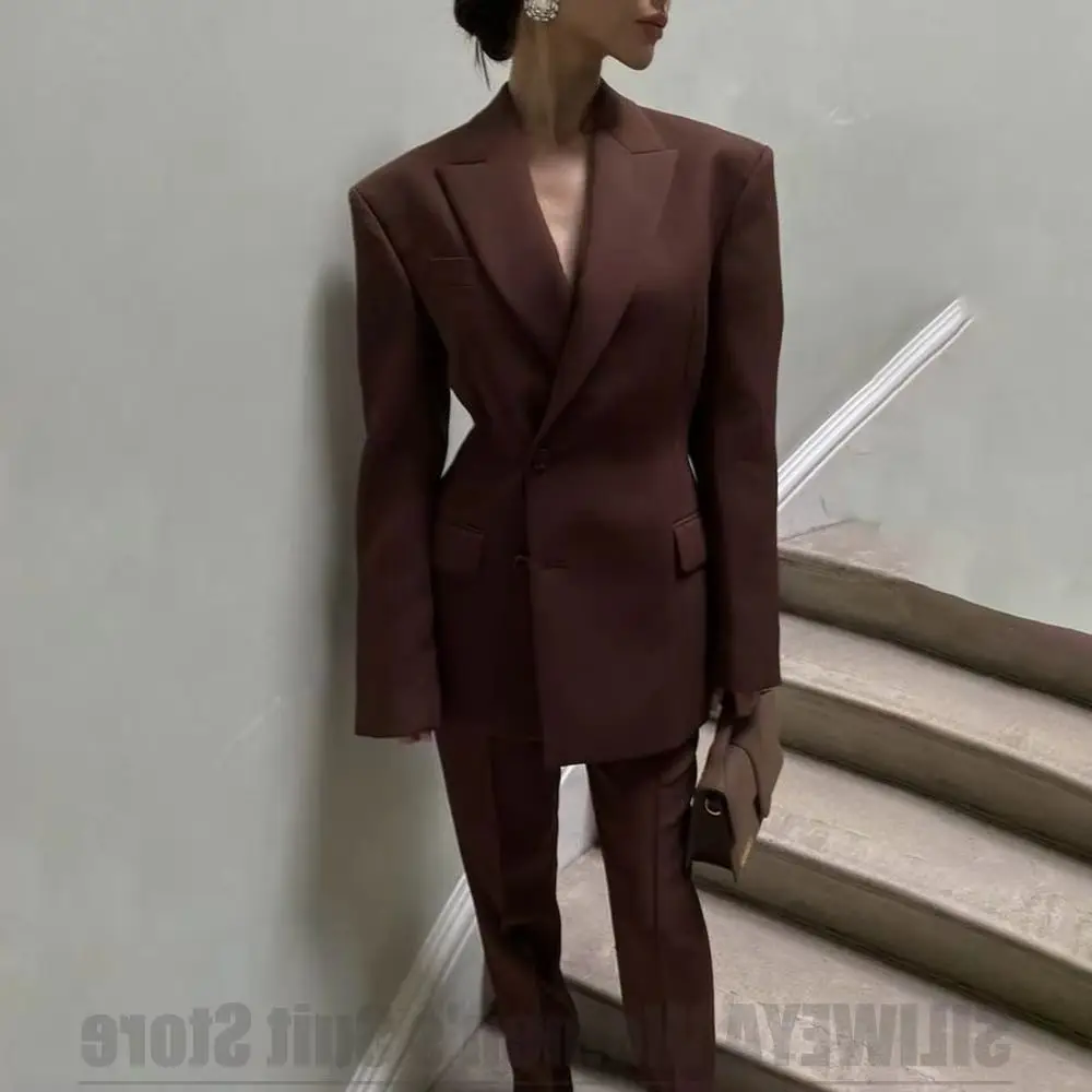

Женский костюм, комплект из двух предметов, пиджак, брюки, однобортный, облегающий, из ткани премиум-класса, официальный наряд для офисной вечеринки, повседневная повседневная одежда