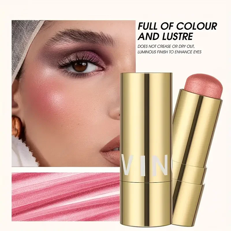 عصا أحمر الخدود هايلايتر مكونة من 12 لونًا، وبودرة لامعة للوجه من الترتر، ومكياج متعدد الوظائف ومشرق #4